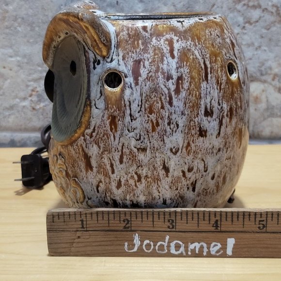 Intertek Ceramic Owl Electric Wax Warmer Brown Glazed Missing Top - Picture 9 of 12